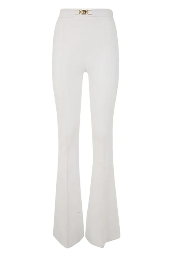 Elisabetta Franchi Flare Trousers Beige, Dam