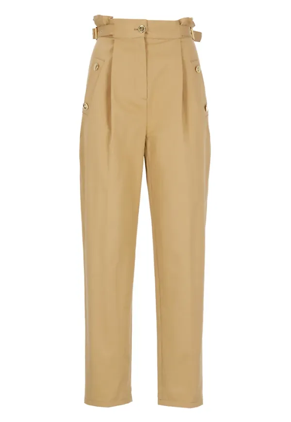 Elisabetta Franchi Straight Trousers Brun, Dam