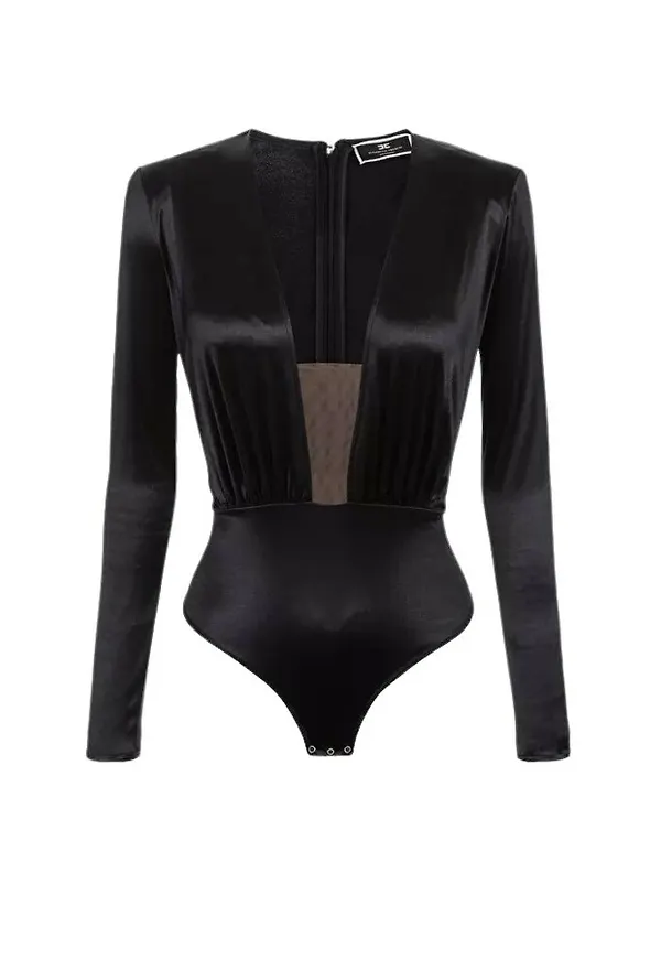 Elisabetta Franchi V-Neck Body Svart, Dam