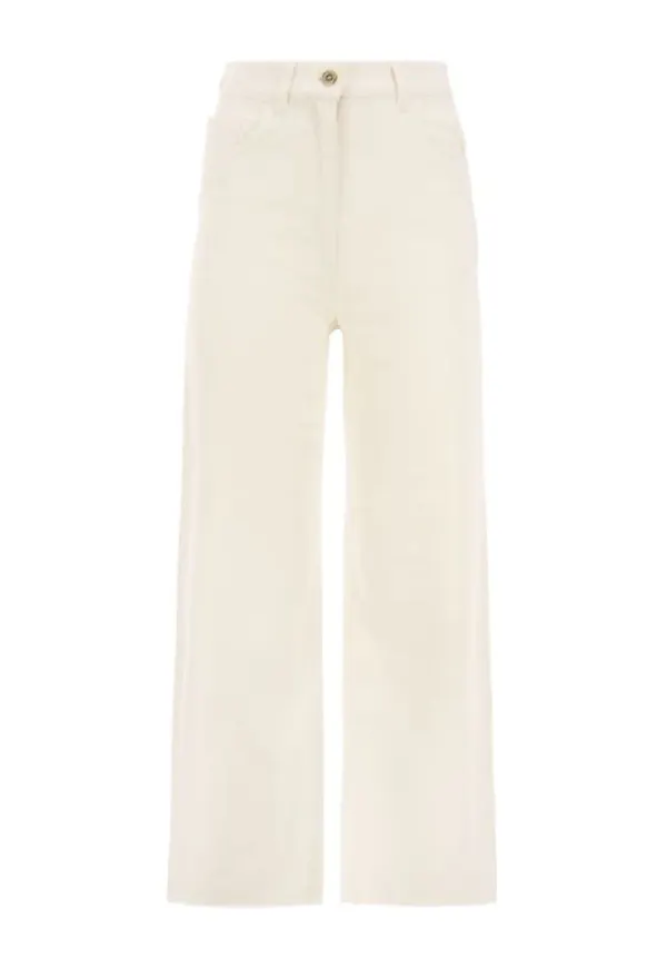 Elisabetta Franchi Wide Jeans Beige, Dam