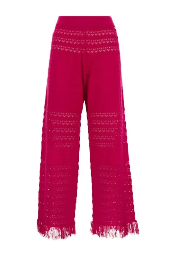 Elisabetta Franchi Wide Trousers Rosa, Dam