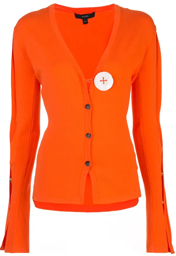 Ellery cardigan med kontrasterande knapp - Orange