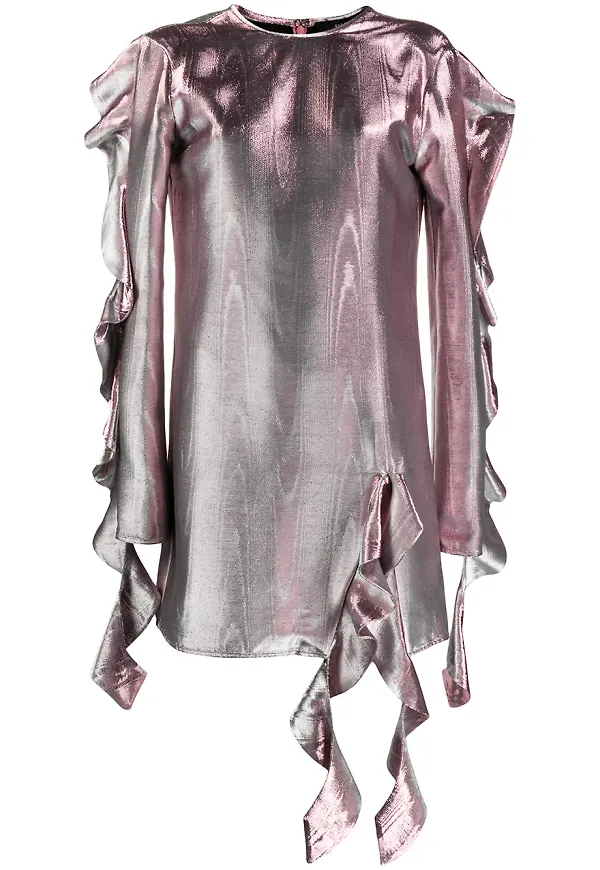 Ellery volangklänning med metallisk effekt - Rosa