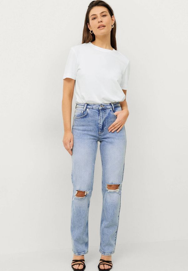 Ellos - Jeans Enya Ripped - Blå - 48