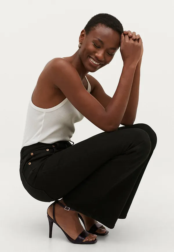 Ellos - Jeans Thea High Waist Flare - Svart