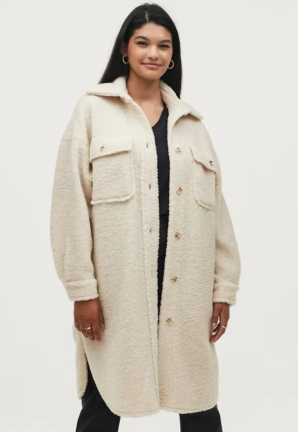 Ellos - Skjortjacka Amelie Pile - Beige - 42/44