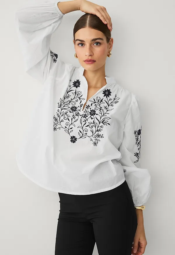 Ellos Collection - Blus med ballongärmar - Vit