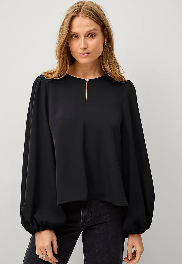 Ellos Collection - Blus med ballongärmar - Svart