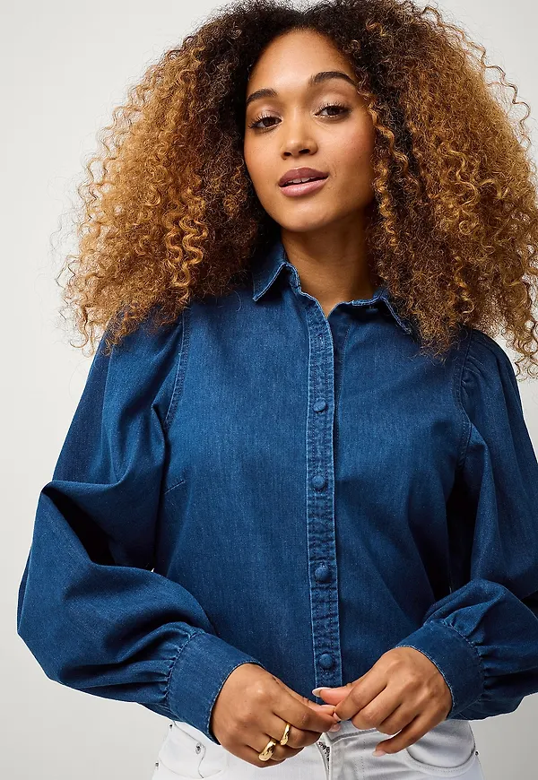 Ellos Collection - Blus med puffärmar - Blå