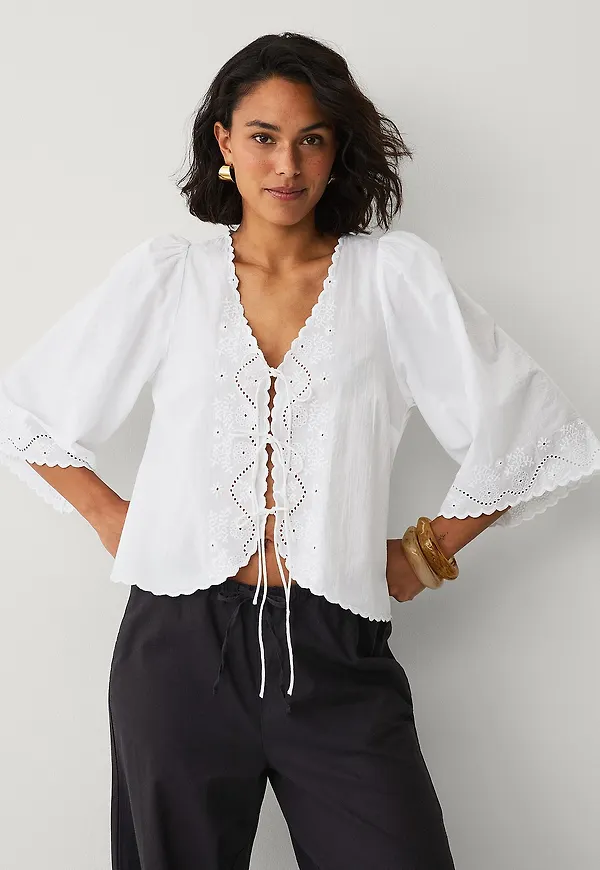 Ellos Collection - Blus med broderier - Vit