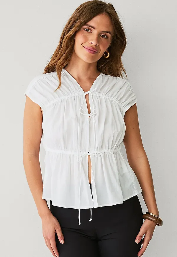 Ellos Collection - Blus med knytband - Vit