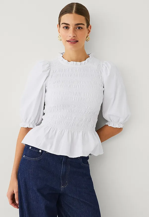 Ellos Collection - Blus med smock - Vit