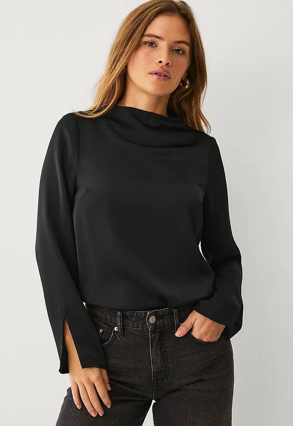 Ellos Collection - Blus med båtringning - Svart
