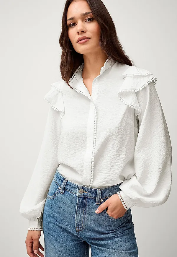 Ellos Collection - Blus med ballongärmar - Vit