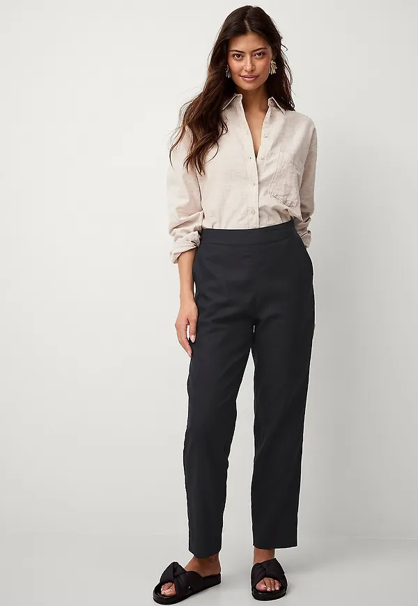 Ellos Collection - Byxor Alexandra Linen - Svart