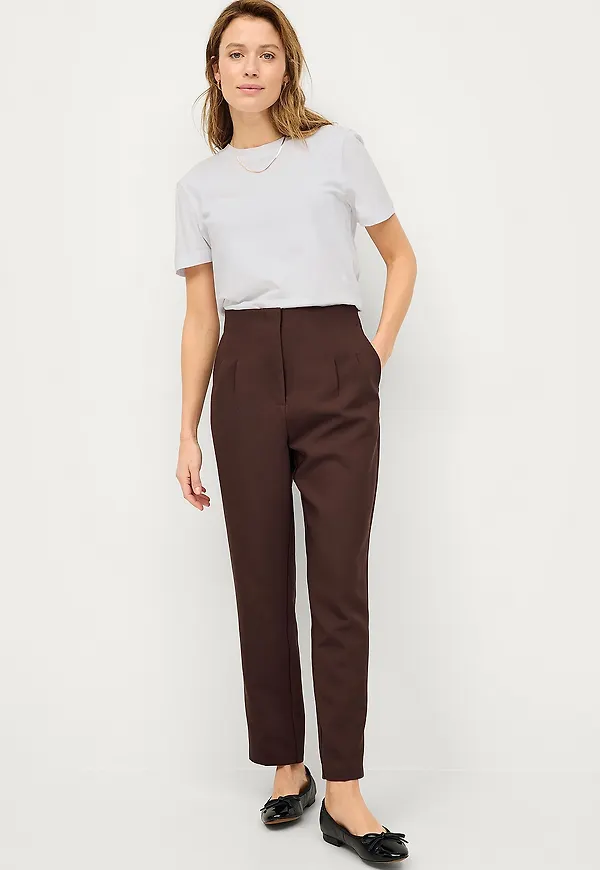 Ellos Collection - Avsmalnande byxor med stretch - Brun