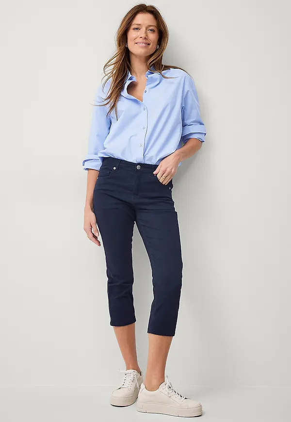 Ellos Collection - Capribyxor i twill - Blå