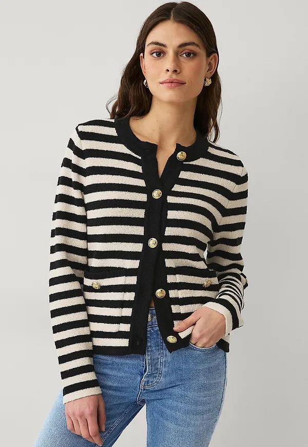 Ellos Collection - Cardigan med guldfärgade knappar - Svart