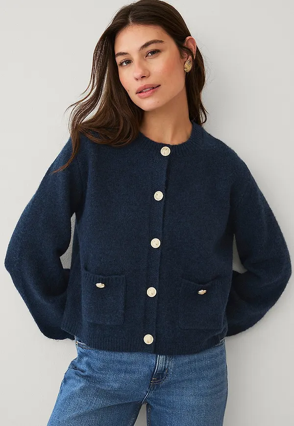 Ellos Collection - Cardigan med guldknappar - Blå