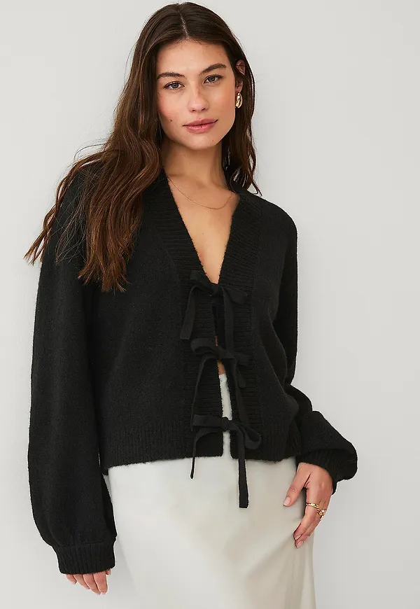 Ellos Collection - Cardigan med knytband - Svart