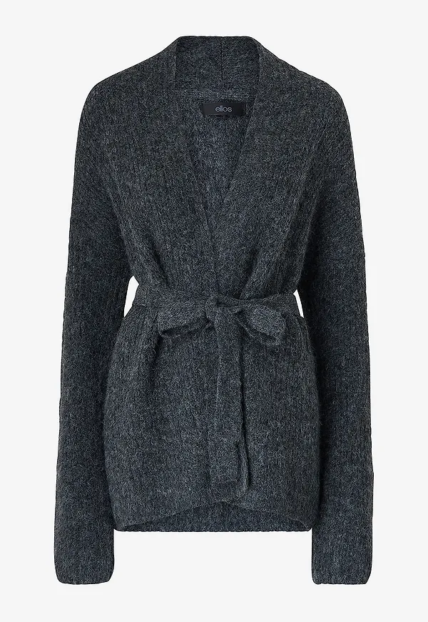 Ellos Collection - Cardigan med knytbälte - Grå