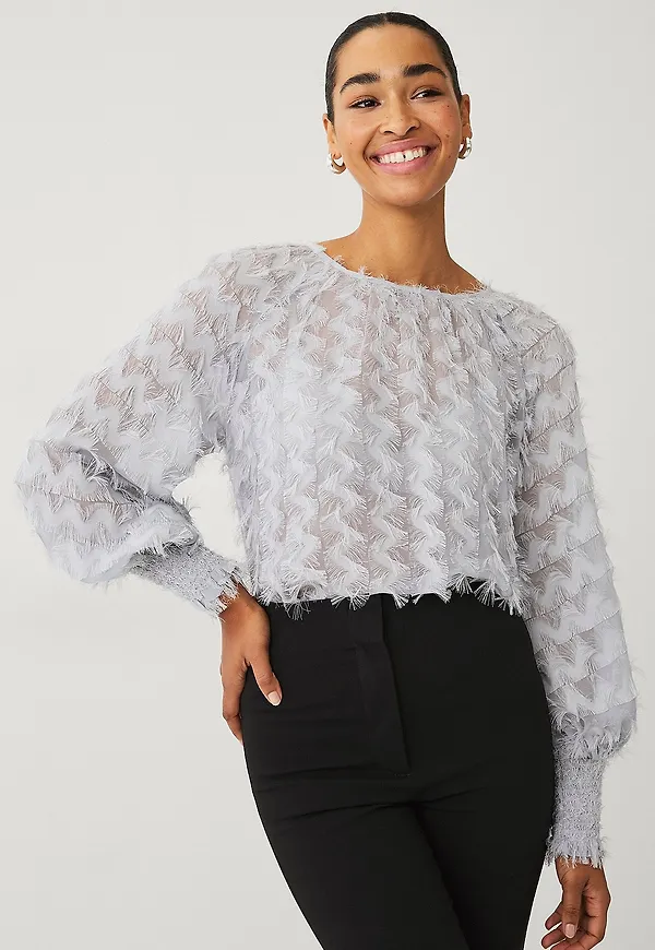 Ellos Collection - Chiffongblus med struktur - Grön