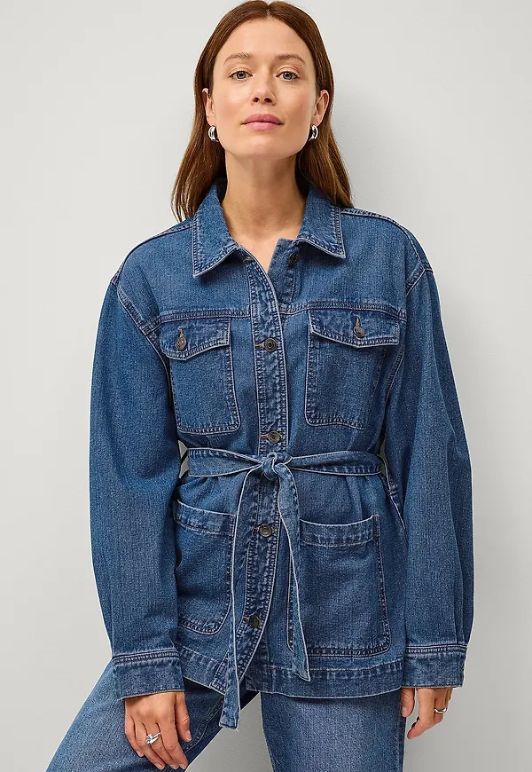 Ellos Collection - Jeansjacka med knytskärp - Blå
