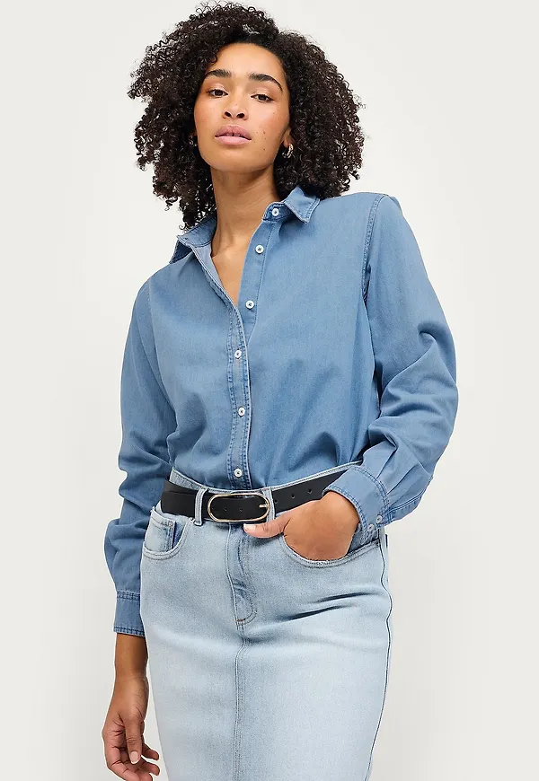 Ellos Collection - Jeansskjorta i bomullsdenim - Blå