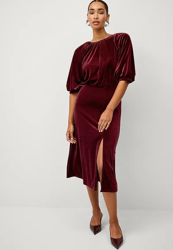 Ellos Collection - Klänning i velour - Röd