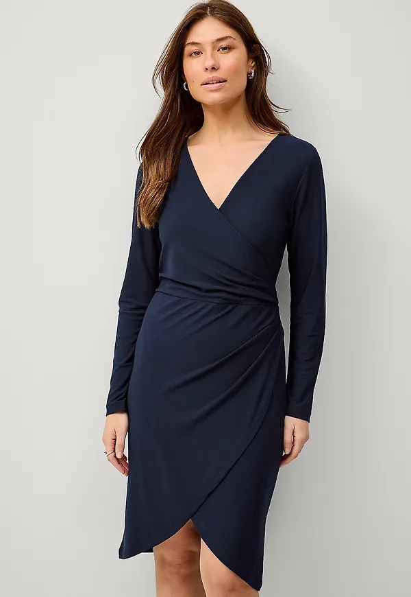 Ellos Collection - Klänning med omlottdesign - Blå