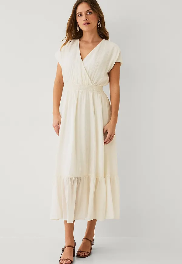 Ellos Collection - Klänning Med Smock - Natur
