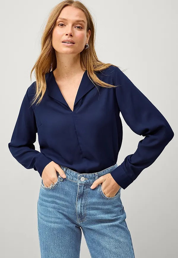 Ellos Collection - Långärmad blus med flikar - Blå