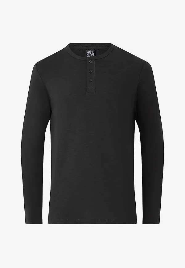 Ellos Collection - Långärmad t-shirt med knappslå - Svart