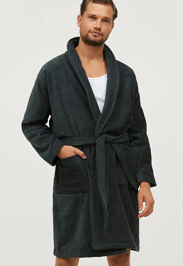 Ellos Collection - Morgonrock Lewis Velour - Grå