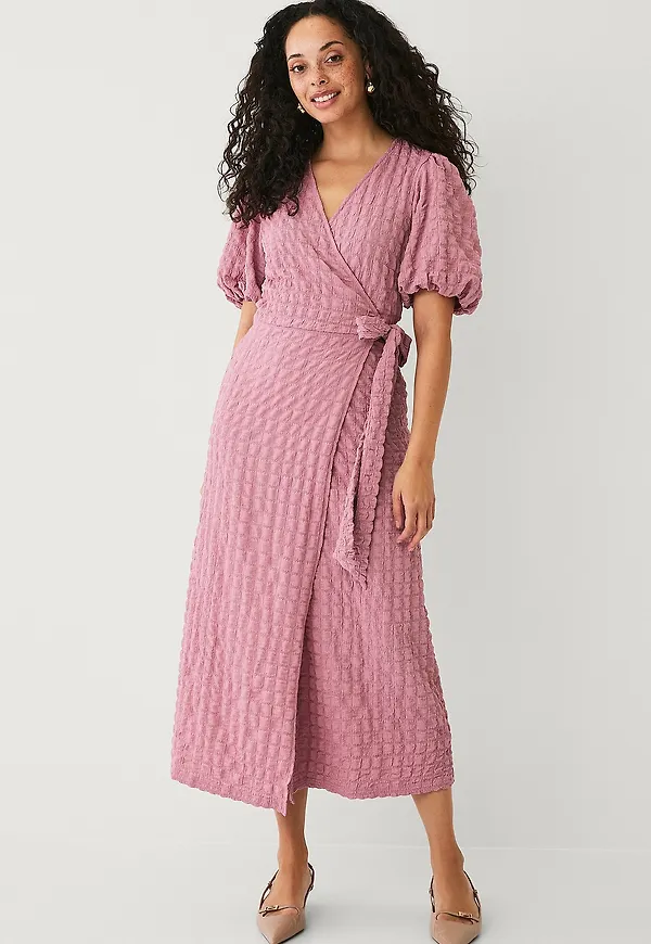 Ellos Collection - Omlottklänning med puffärm - Rosa