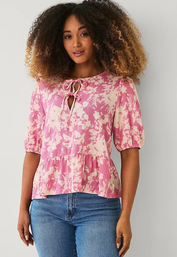 Ellos Collection - Trikåblus med knytband - Rosa