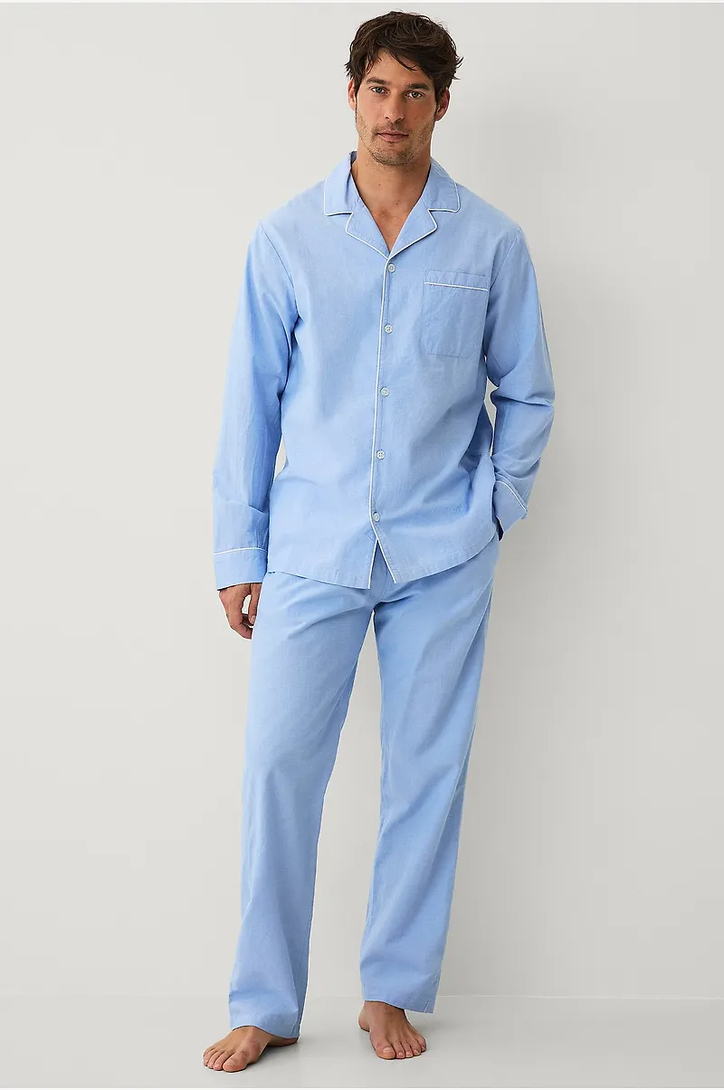 Ellos Collection - Pyjamasset i bomullschambray 2 delar - Blå