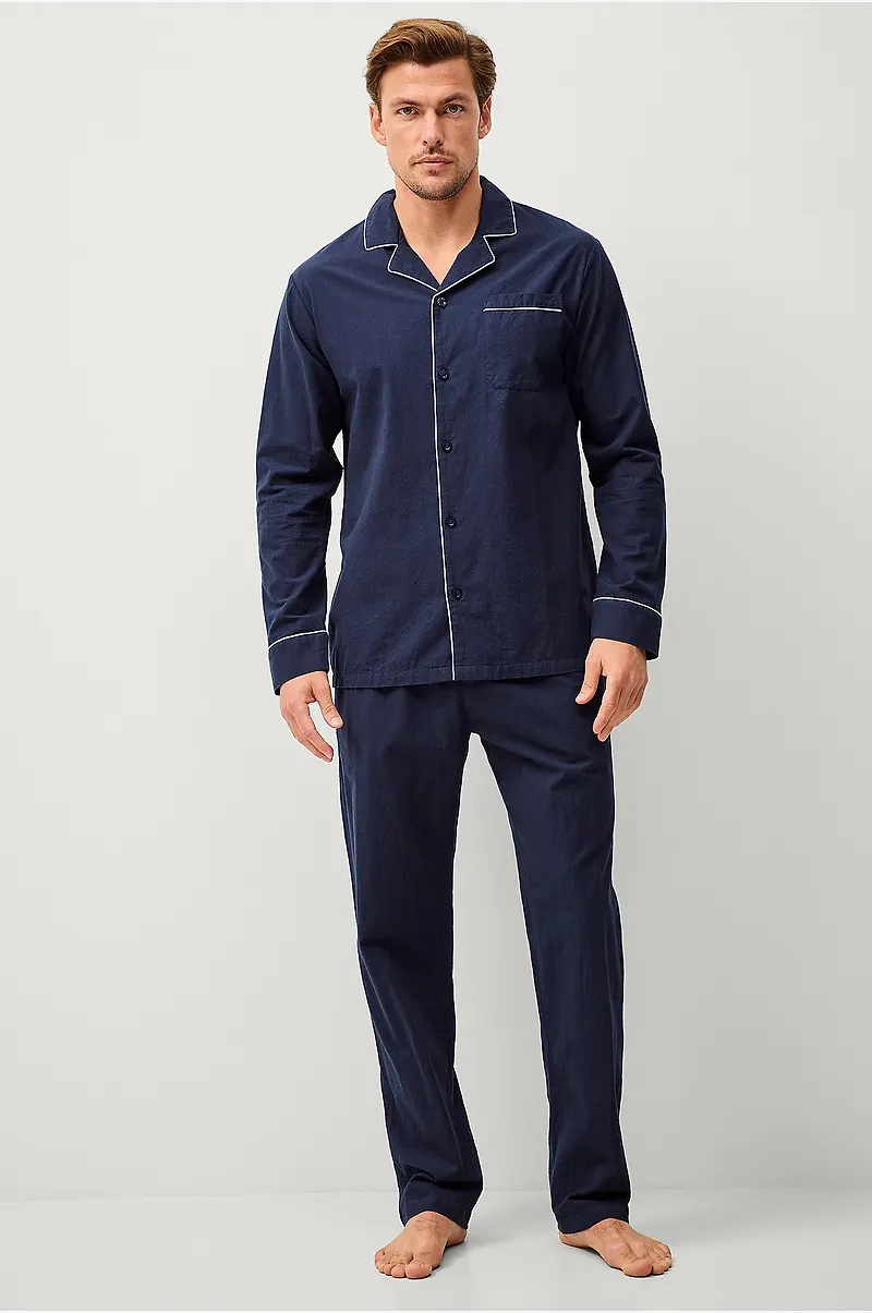 Ellos Collection - Pyjamasset i bomullschambray 2 delar - Blå