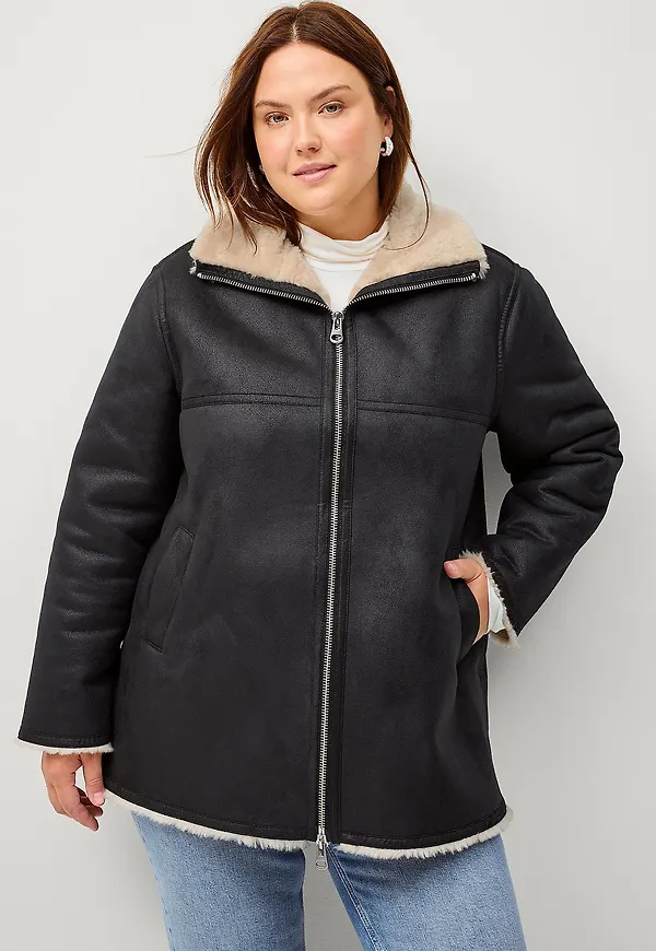 Ellos Collection - Shearling jacka - Svart