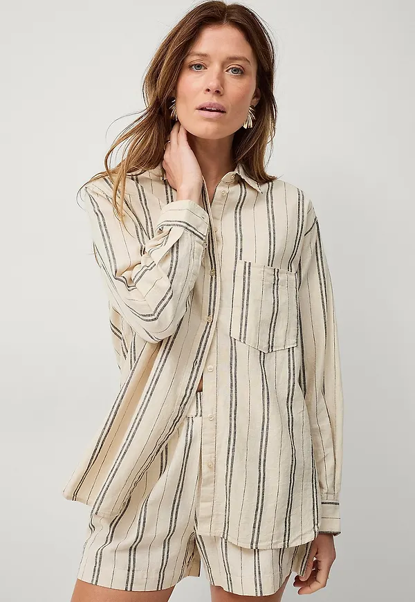 Ellos Collection - Skjorta Line Linen - Vit