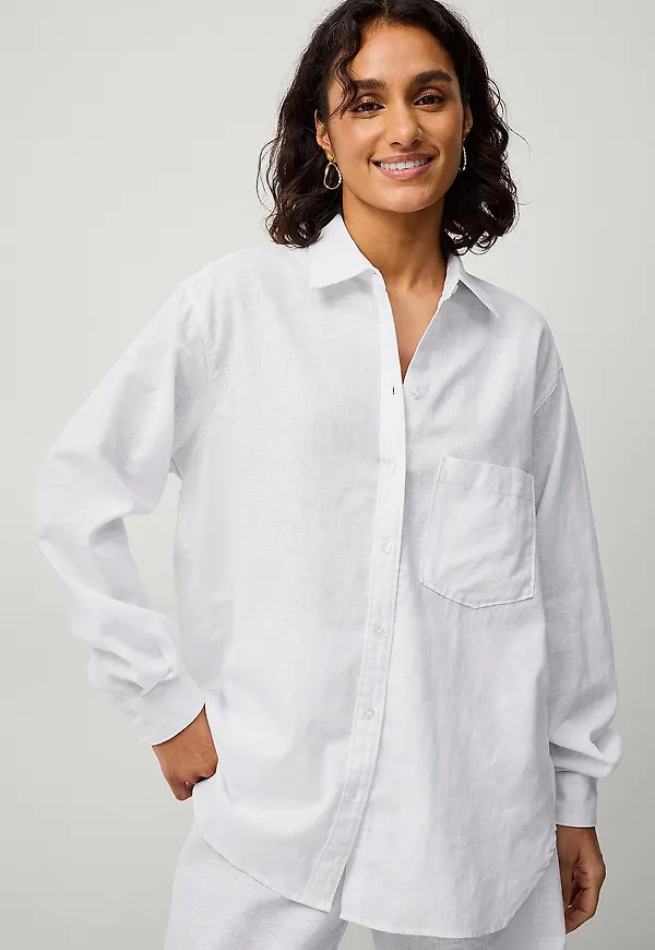 Ellos Collection - Skjorta Line Linen - Vit