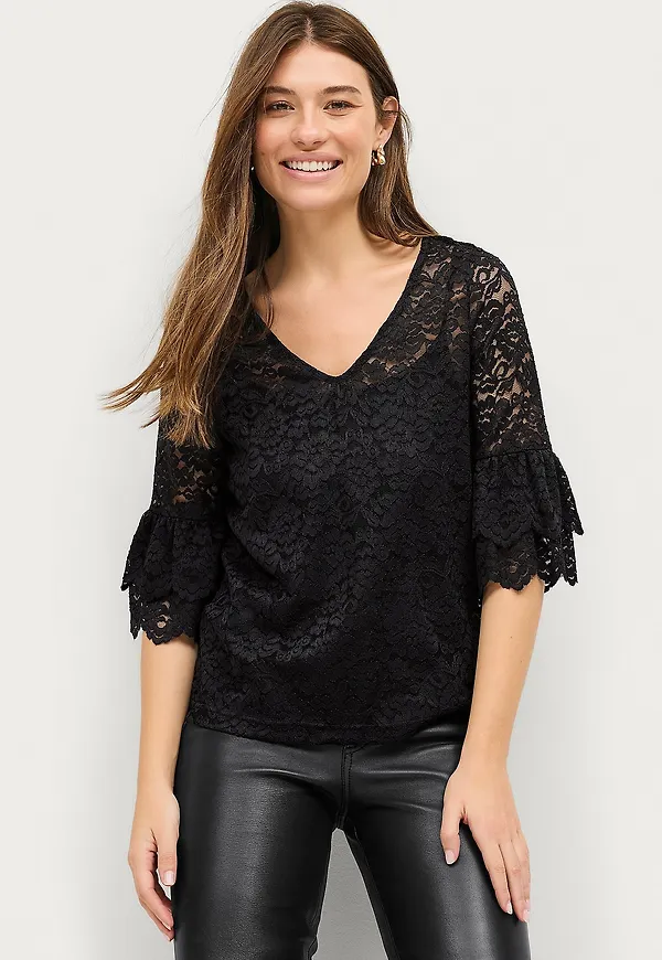 Ellos Collection - Spetstopp Milly - Svart