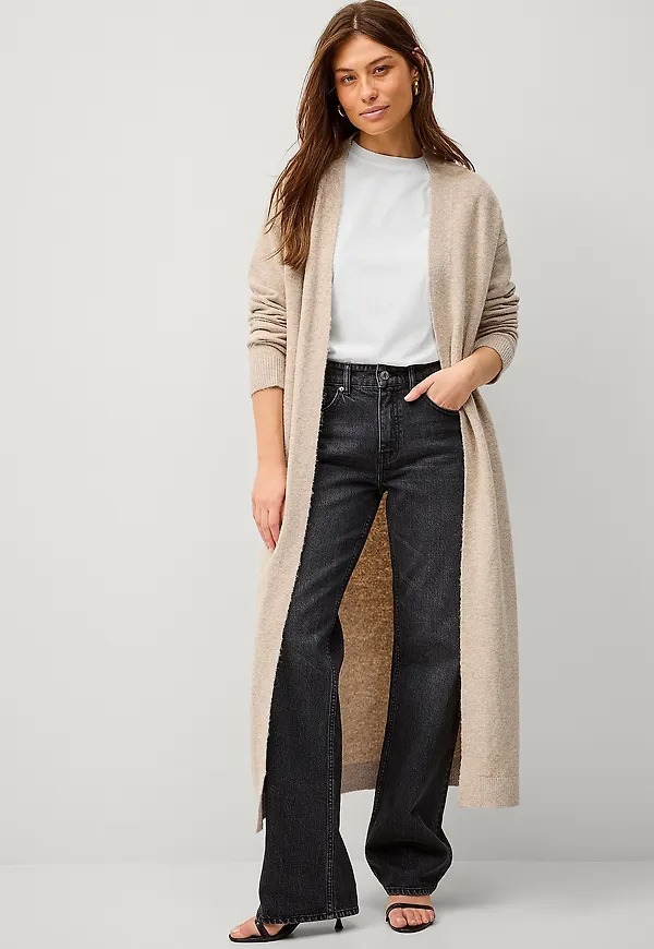 Ellos Collection - Stickad maxikofta - Beige