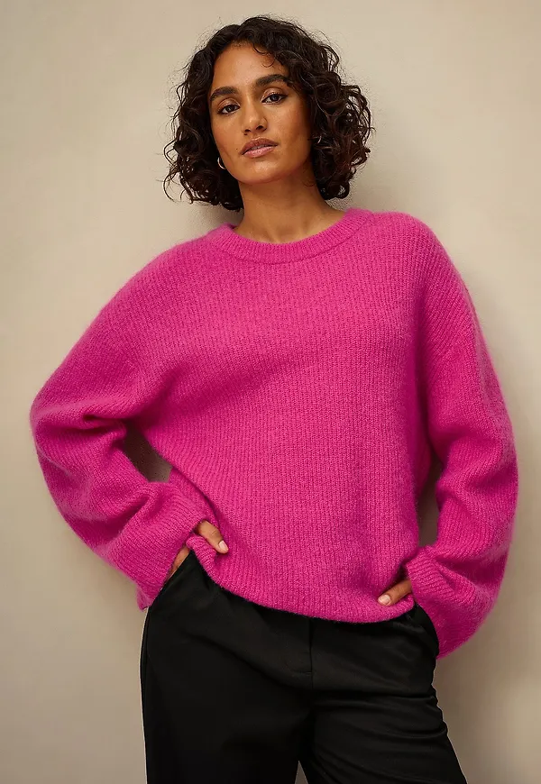 Ellos Collection - Stickad tröja i premiumkvalitet - Rosa
