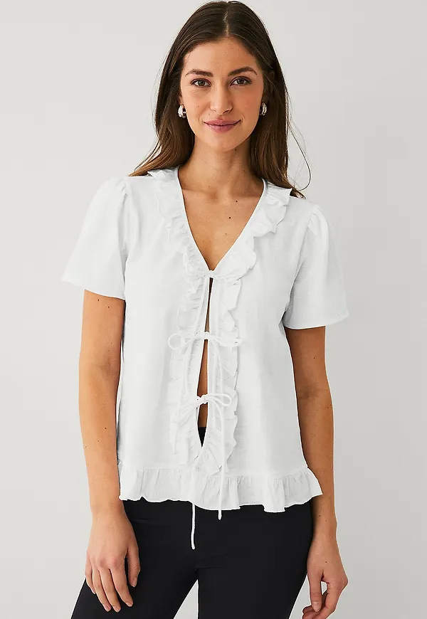 Ellos Collection - Topp med volangkanter - Vit