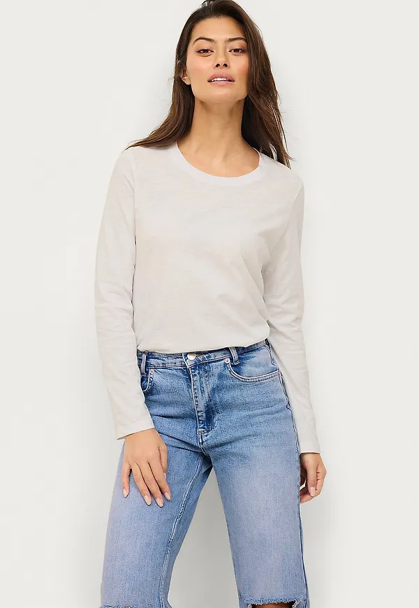 Ellos Collection - Topp i mjuk bomullsslub - Vit