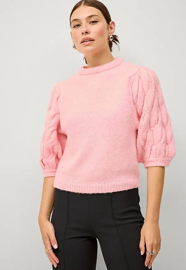 Ellos Collection - Topp med ribbstickade detaljer - Rosa