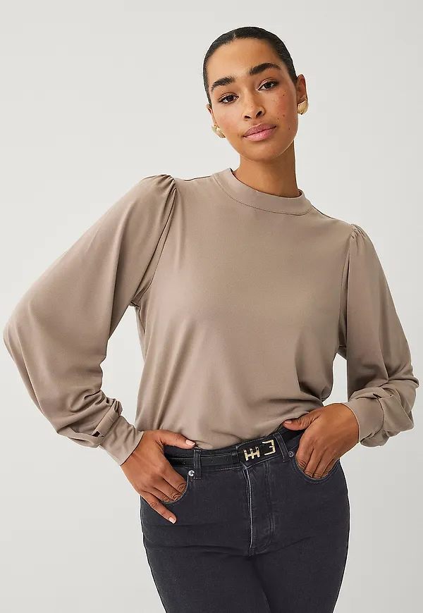 Ellos Collection - Topp med puffärmar - Beige