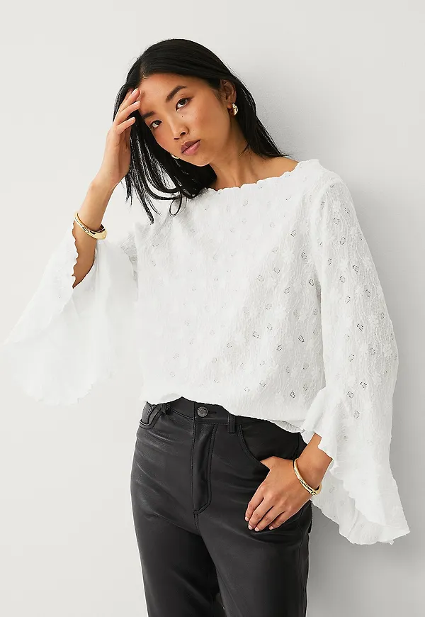 Ellos Collection - Topp med volanger - Vit