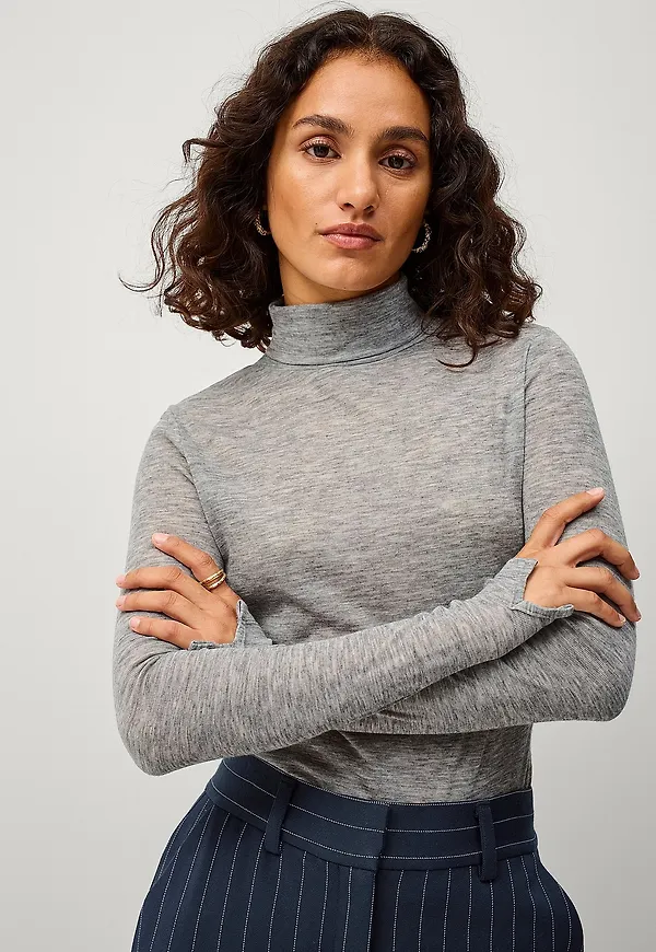 Ellos Collection - Topp med polokrage - Grå